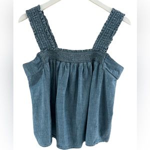 a.n.a Women’s 100% Cotton Size Medium Blue Denim-Looking Top